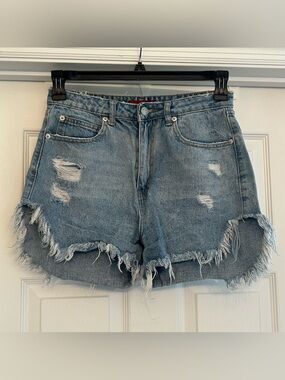 Pitaya Distressed Light Blue Denim Jean Shorts